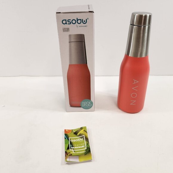 Avon Oasis Water Bottle Asobu Vacuum Insulated 20 Ounce Capacity NEW - Picture 1 of 14
